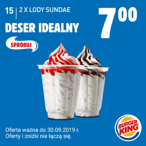 Kupon Burger King - 2x Lody Sundae