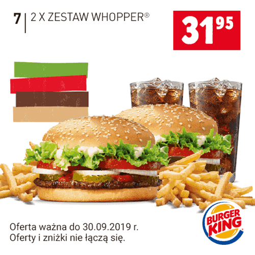 Kupon Burger King - 2x Zestaw Whopper®