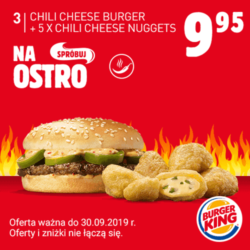 Kupon Burger King - Chili Cheese Burger + 5x Chili Cheese Nuggets