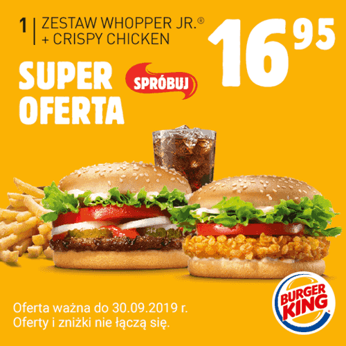 Kupon Burger King - Zestaw Whopper Jr. + Crispy Chicken