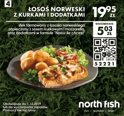 Kupon North Fish - Łosoś norweski z kurkami i dodatkami