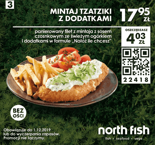 Kupon North Fish - Mintaj tzatziki z dodatkami