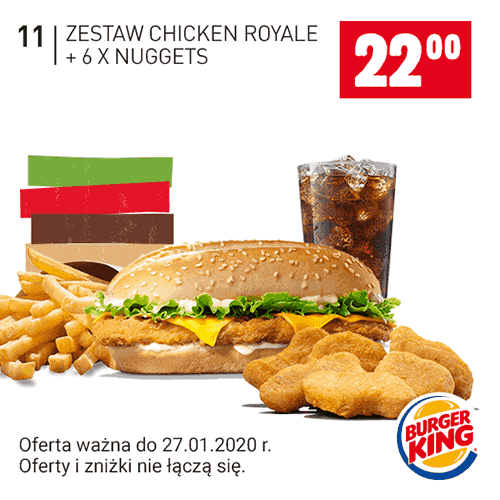 Kupon Burger King - Zestaw Chicken Royale + 6x Nuggets