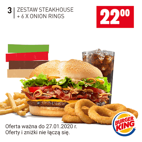 Kupon Burger King - Zestaw Steakhouse + 6x Onion Rings
