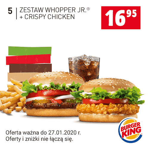 Kupon Burger King - Zestaw Whopper Jr. + Crispy Chicken