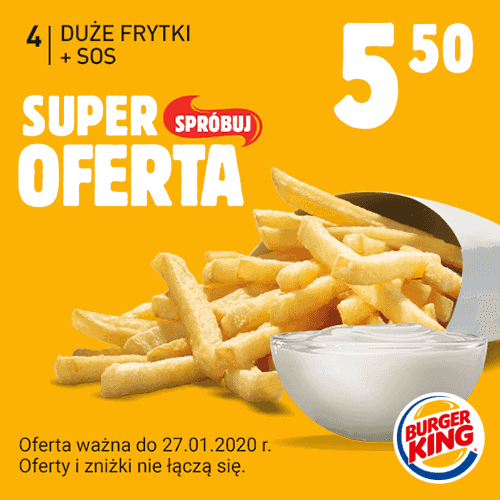 Kupon Burger King - Duże frytki + Sos