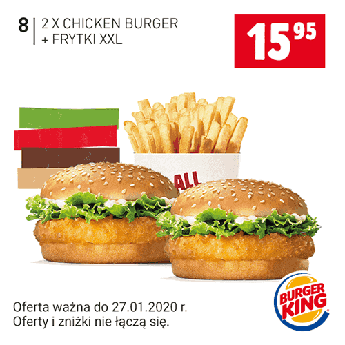 Kupon Burger King - 2x Chicken Burger + Frytki XXL