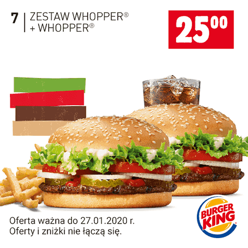 Kupon Burger King - Zestaw Whopper + Whopper
