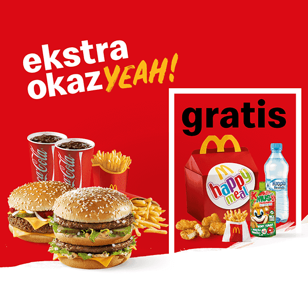 Kupon McDonald's - 2 x McZestaw + Gratis Happy Meal®