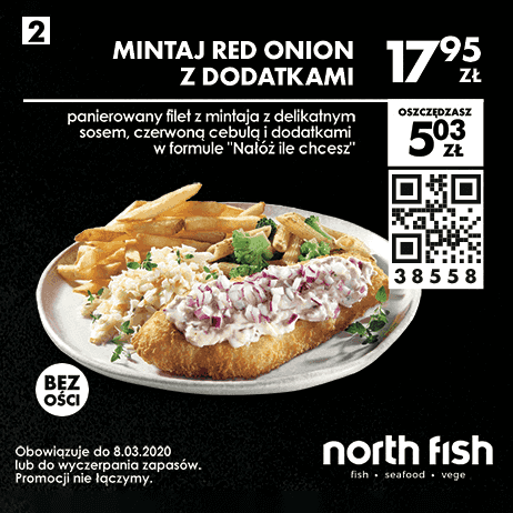 Kupon North Fish - Montaj Red Onion z dodatkami