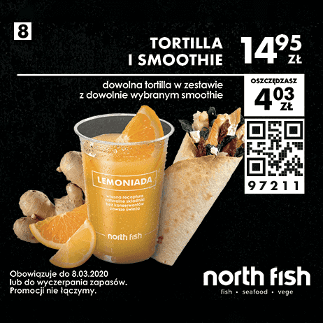 Kupon North Fish - Tortilla i smoothie