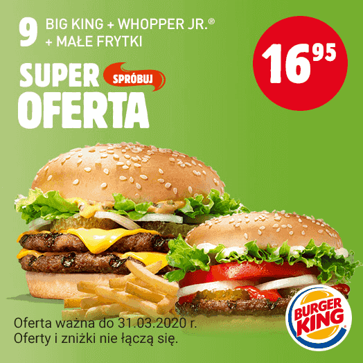Kupon Burger King - Big King + Whopper Jr. + małe frytki
