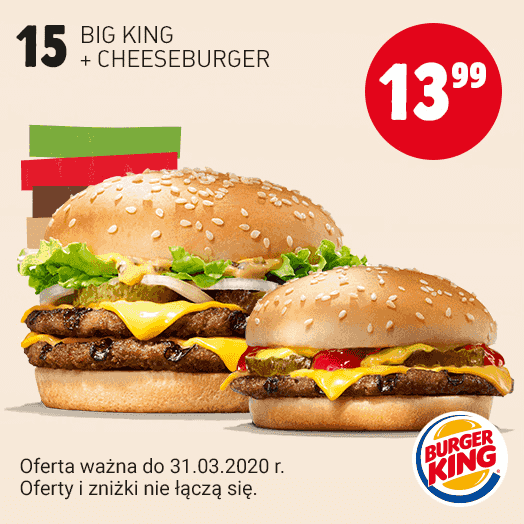 Kupon Burger King - Big King + Cheeseburger
