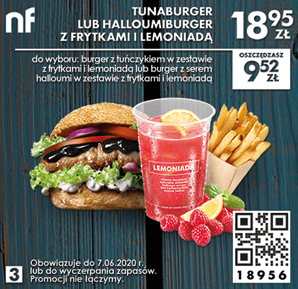 Kupon North Fish - Tunaburger lub Halloumiburger z frytkami i lemoniadą