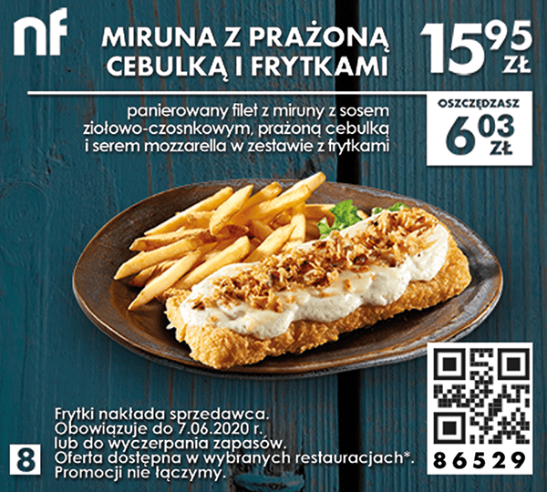Kupon North Fish - Miruna z prażoną cebulką i frytkami