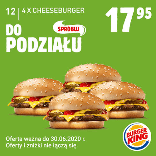 Kupon Burger King - 4x Cheeseburger