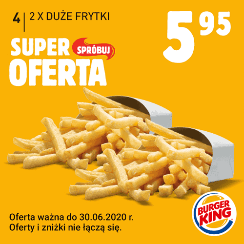 Kupon Burger King - 2x Duże frytki