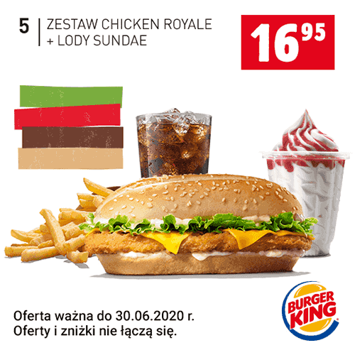 Kupon Burger King - Zestaw Chicken Royale + Lody Sundae
