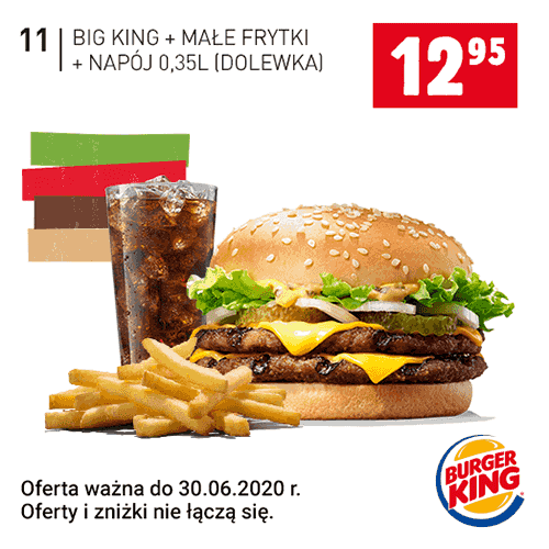 Kupon Burger King - Big King + Małe frytki + Napój 0,35l