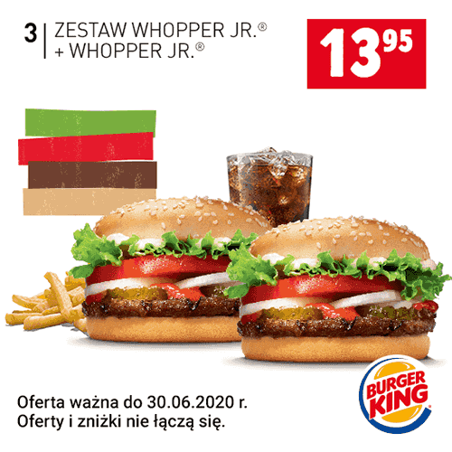 Kupon Burger King - Zestaw Whopper Jr.® + Whopper Jr.®