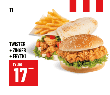 Kupon KFC - Twister + Zinger + Frytki