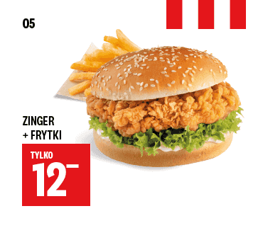 Kupon KFC - Zinger + Frytki