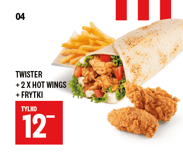 Kupon KFC - Twister + 2x Hot Wings + Frytki