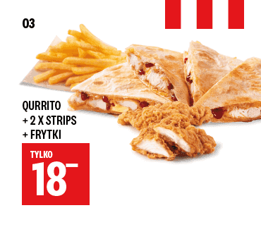 Kupon KFC - Qurrito + 2x Strips + Frytki