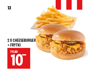 Kupon KFC - 2x Cheesburger + Frytki