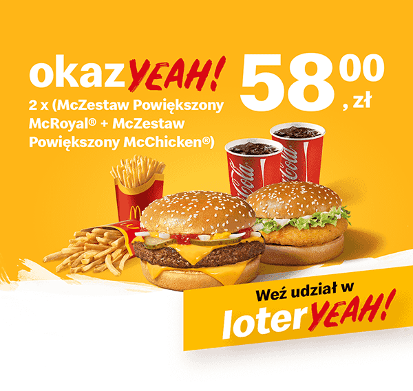 Kupon McDonald's - 2 x (McZestaw Powiększony McRoyal® + McZestaw Powiększony McChicken®)