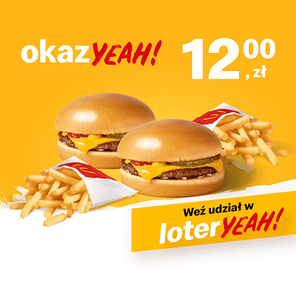 Kupon McDonald's - 2 x (Cheeseburger + małe frytki)