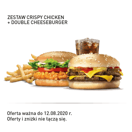 Kupon Burger King - 11 | Zestaw Crispy Chicken + Double Cheeseburger