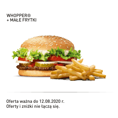 Kupon Burger King - 2 | Whopper + Małe frytki