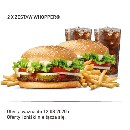 Kupon Burger King - 7 | 2x Zestaw Whopper