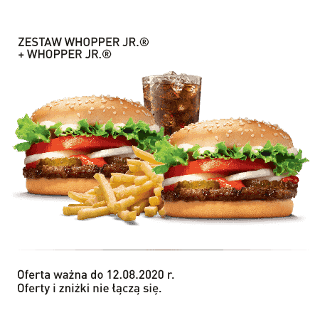 Kupon Burger King - 6 | Zestaw Whopper Jr. + Whopper Jr.