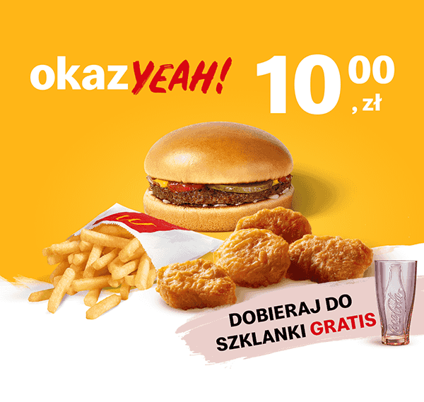 Kupon McDonald's - 4 szt. Kurczak McNuggets® + Hamburger + małe frytki