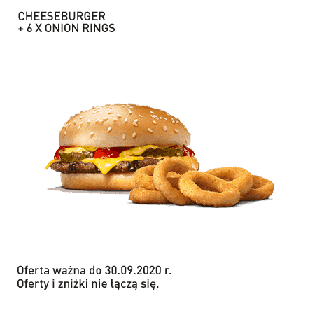 Kupon Burger King - 14 | Cheeseburger + 6x Onion Rings