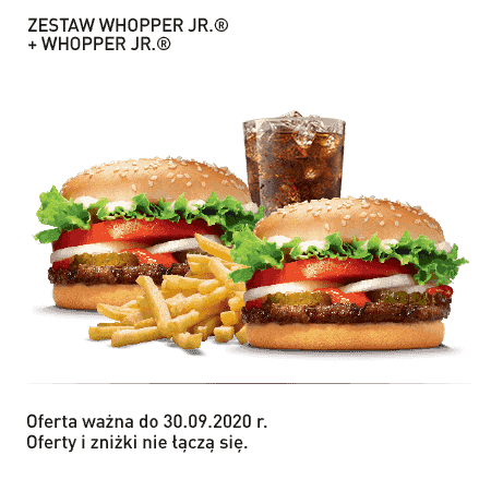 Kupon Burger King - 3 | Zestaw Whopper Jr. + Whopper Jr.