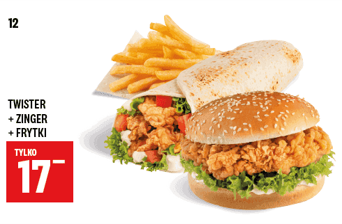 Kupon KFC - Twister + Zinger + Frytki
