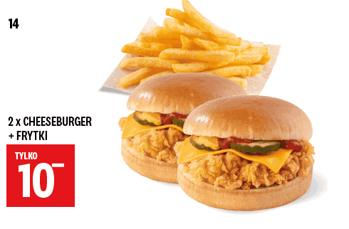 Kupon KFC - 2x Cheesburger + Frytki