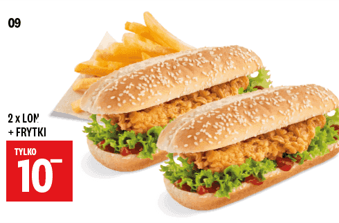 Kupon KFC - 2x Longer + Frytki