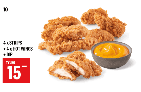 Kupon KFC - 4x Strips + 4x Hot Wings + Dip
