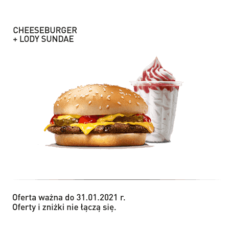 Kupon Burger King - 10 | Cheeseburger + Lody Sundae
