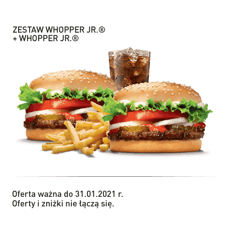Kupon Burger King - 12 | Zestaw Whopper Jr. + Whopper Jr.