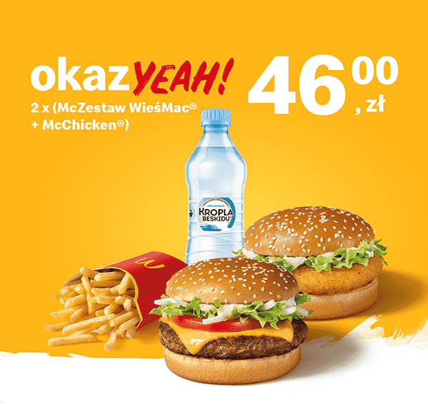 Kupon McDonald's - 2x (McZestaw WieśMac® + McChicken®)