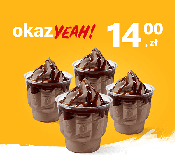 Kupon McDonald's - 4 x Lody o smaku czekoladowym z polewą