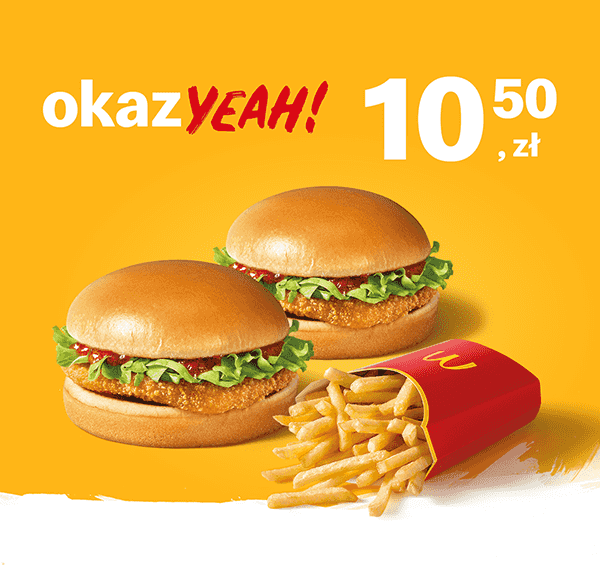Kupon McDonald's - 2 x Kurczakburger + średnie frytki