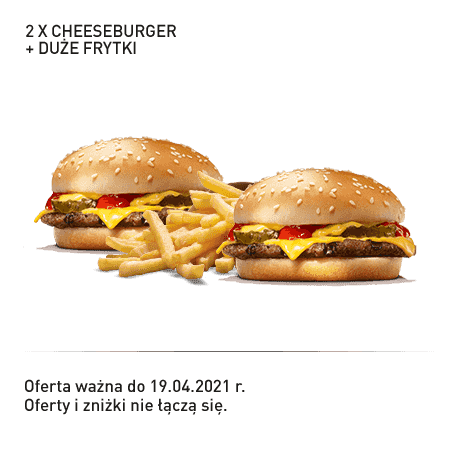 Kupon Burger King - 3 | 2x Cheeseburger + Duże frytki