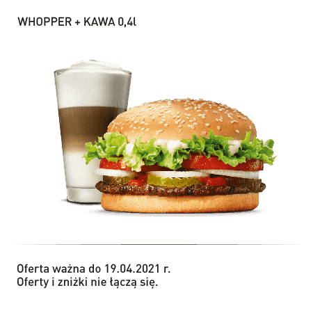 Kupon Burger King - 6 | Whopper + Kawa 0,4l