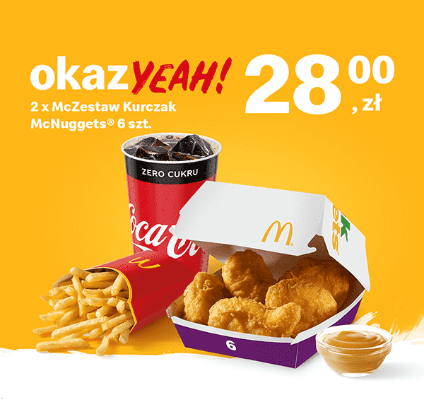 Kupon McDonald's - 2 x McZestaw Kurczak McNuggets® 6 szt.